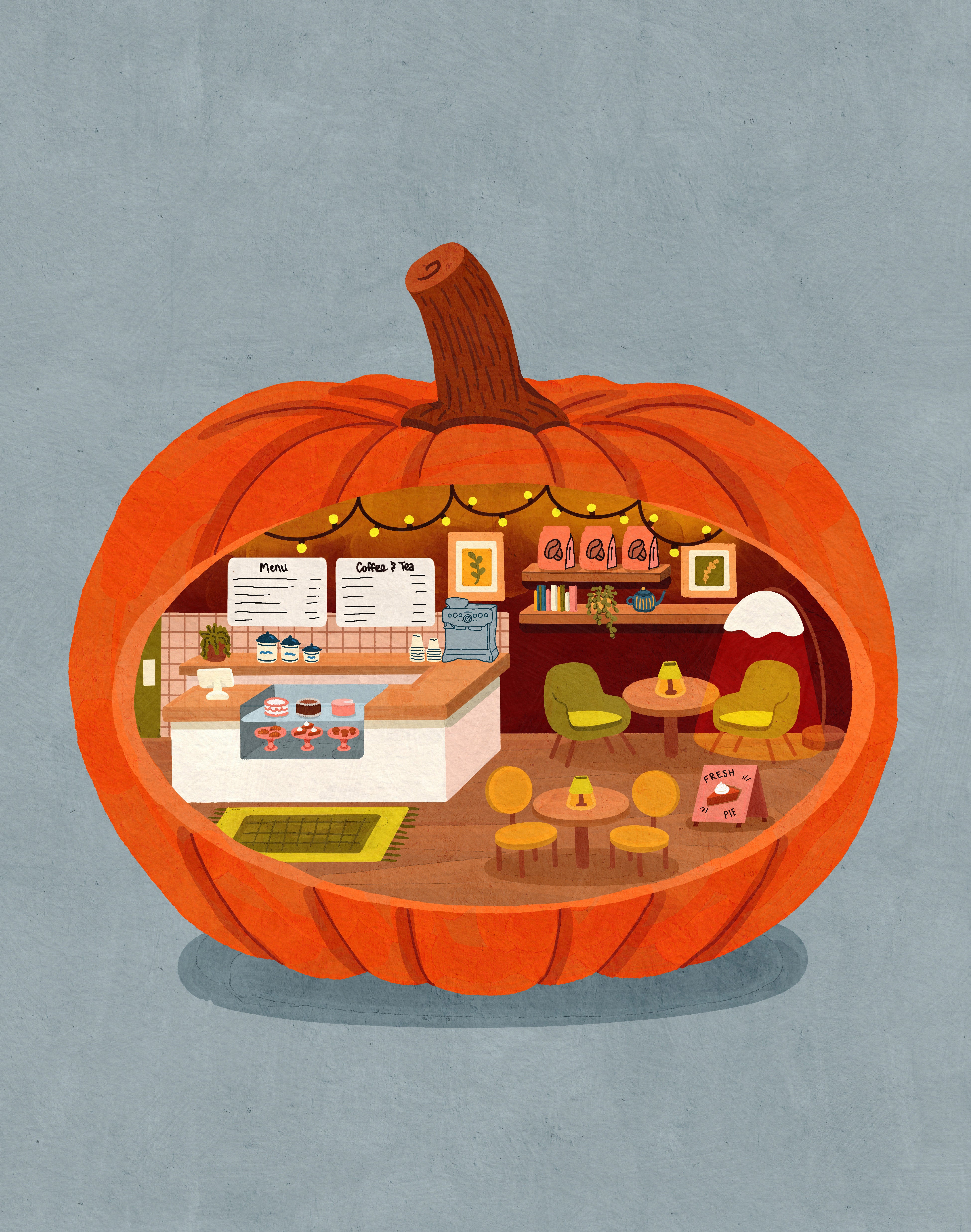 Cozy Pumpkin Café Print